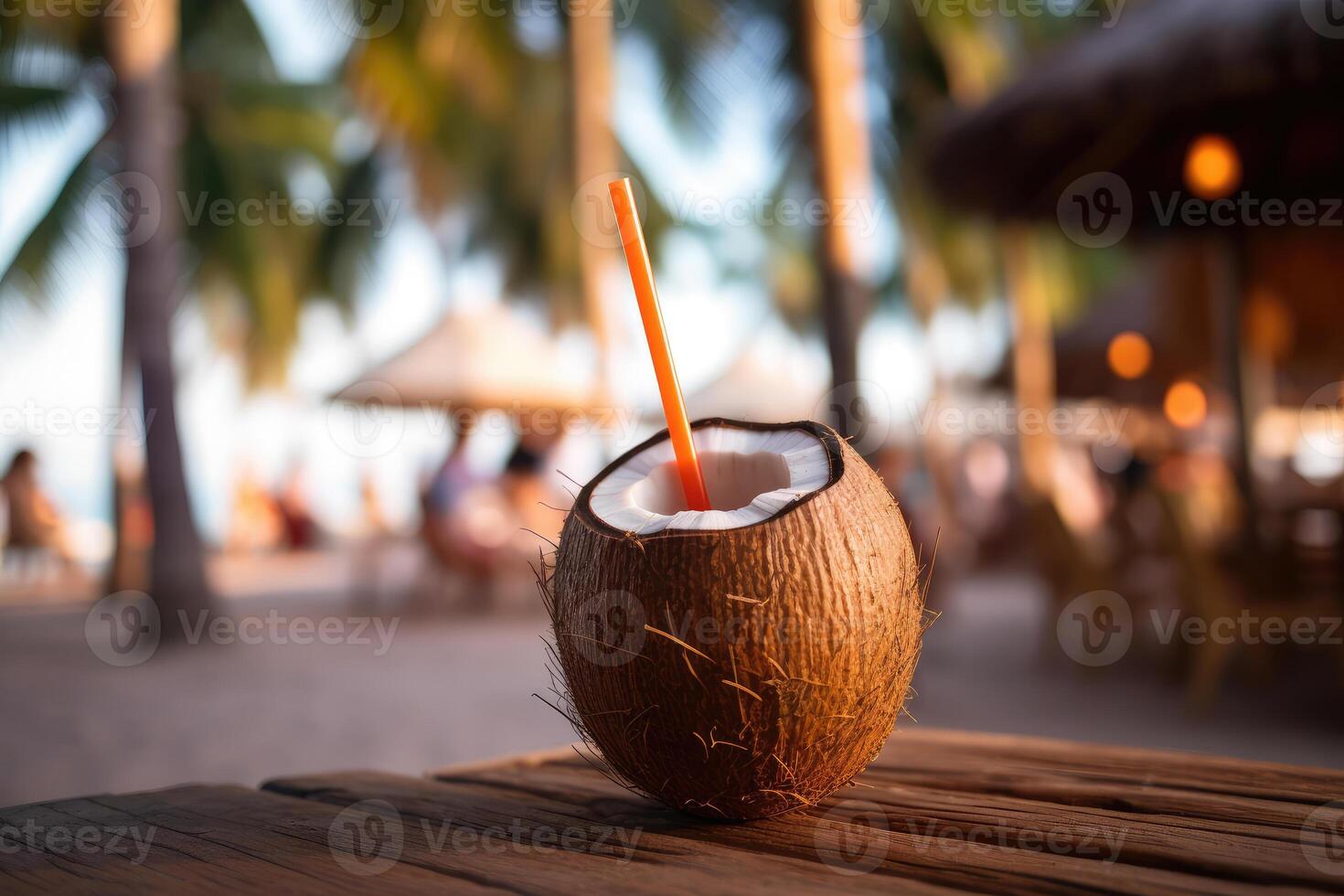 Coconut cocktail on the beach. Aromatherapy. technology. photo
