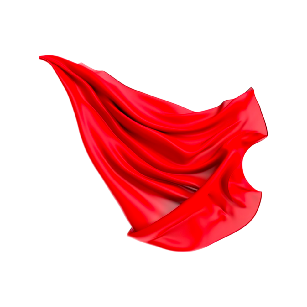 Flying red silk fabric ai waving satin cloth png