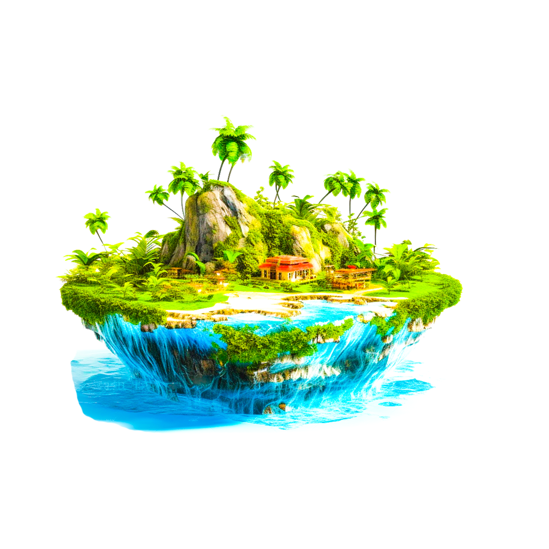 Floating island, edited of brown and green island 26751410 PNG