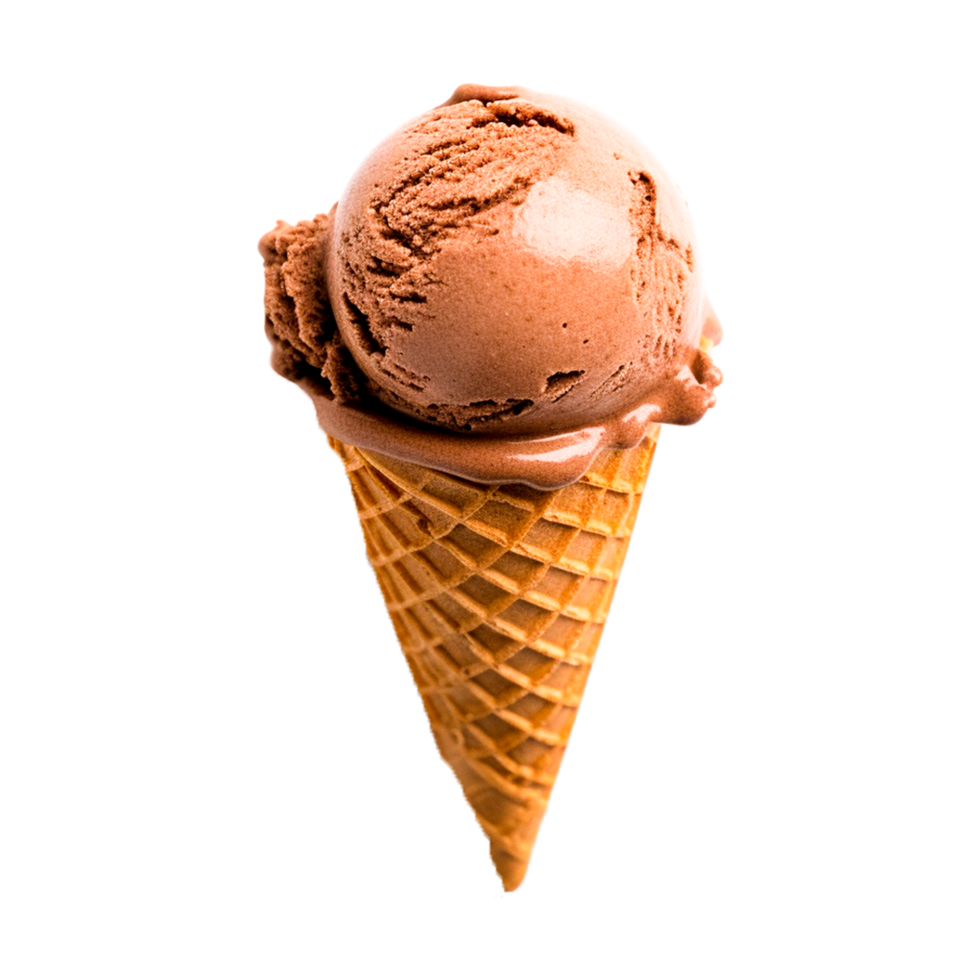 Chocolate ice cream Ice Cream Cones Waffle Generative Ai png