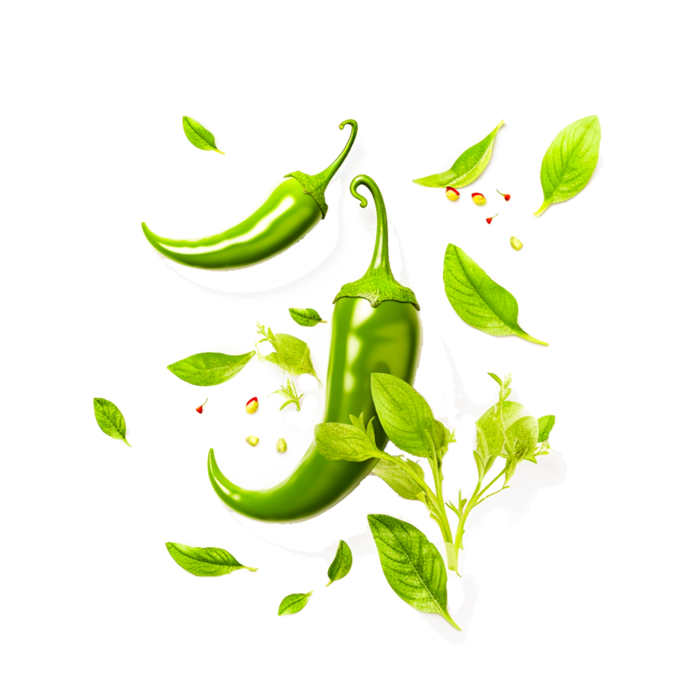 Hot green pepper on transparent  Generative Ai png