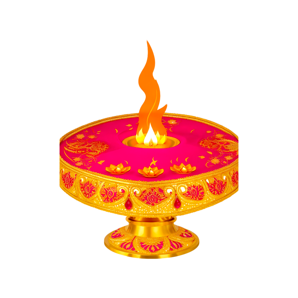 Red Bowl Shaped Oil Lamp Generative Ai png