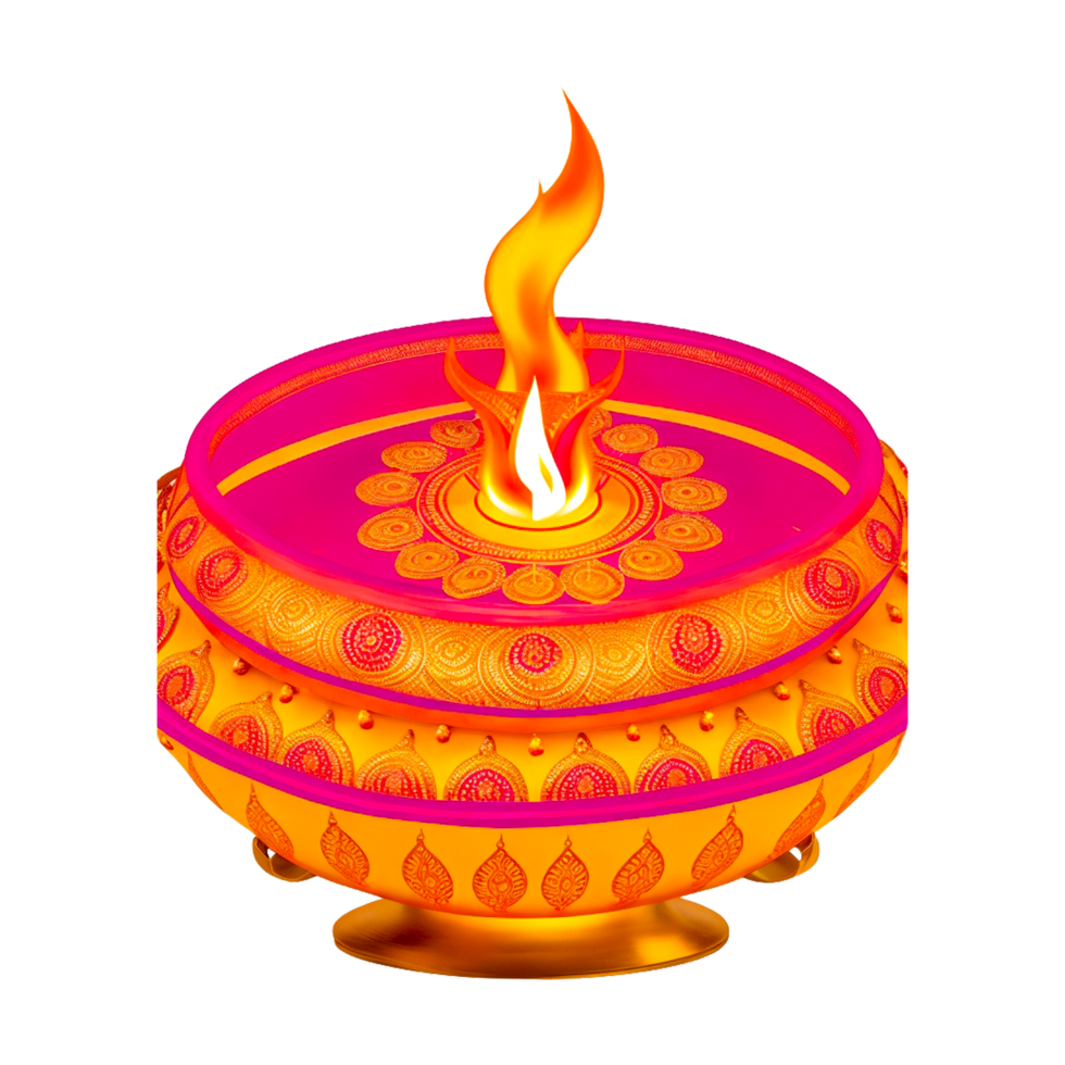 Red Retro Diwali India Festival Oil Lamp png