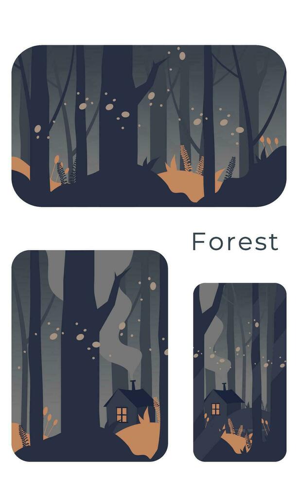 Forest background night vector