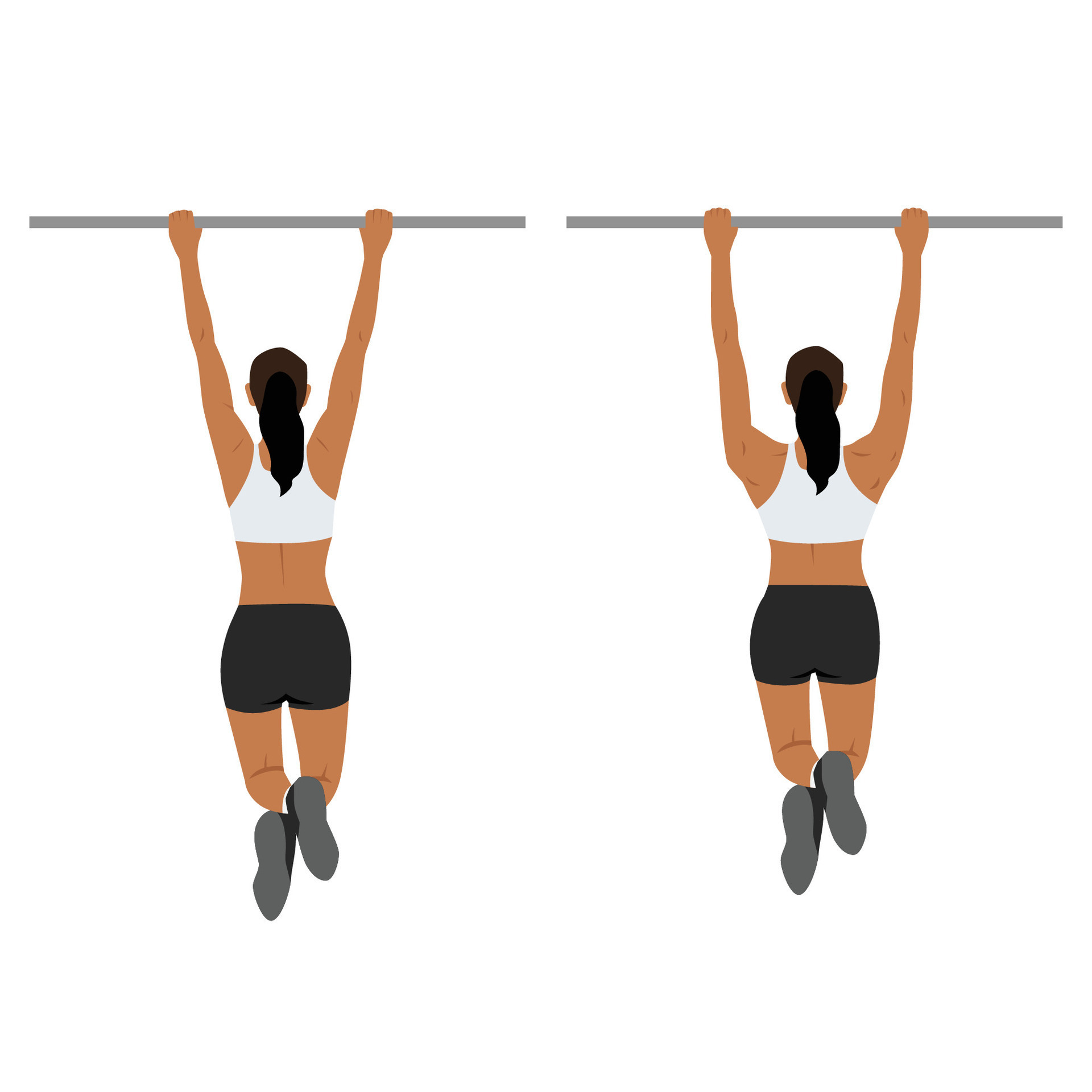 Woman doing scapula pull or scap pulls or pull up exercise