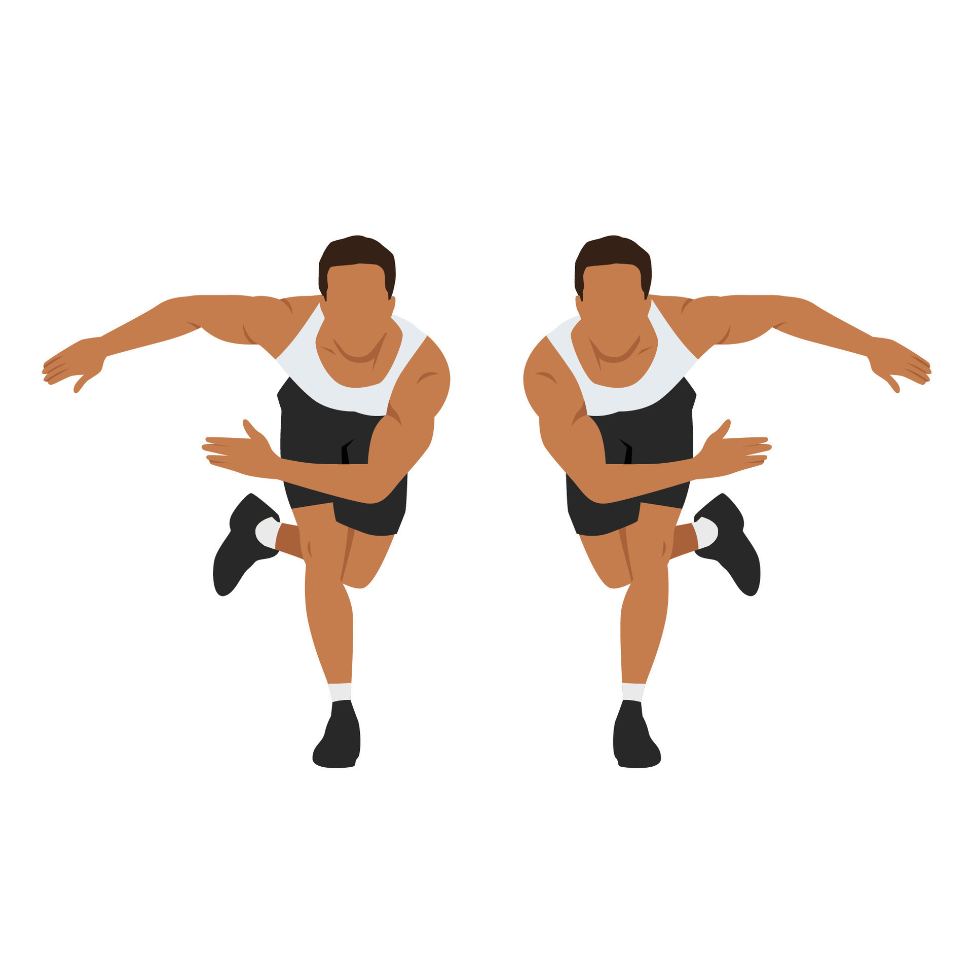 Man doing side or lateral shuffles or hops skaters exercise
