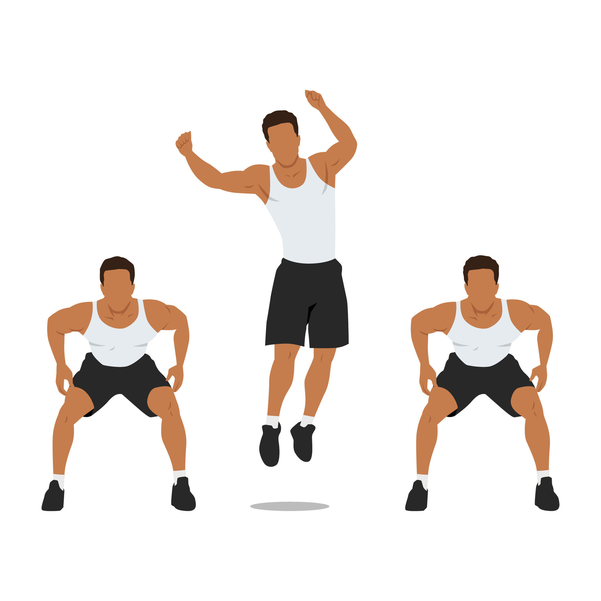 Man doing side to side jump squat exercise. 26751832 Vector Art at Vecteezy
