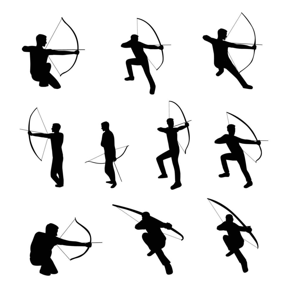 Man set character archery sport, sport collection, art.illustration. vector