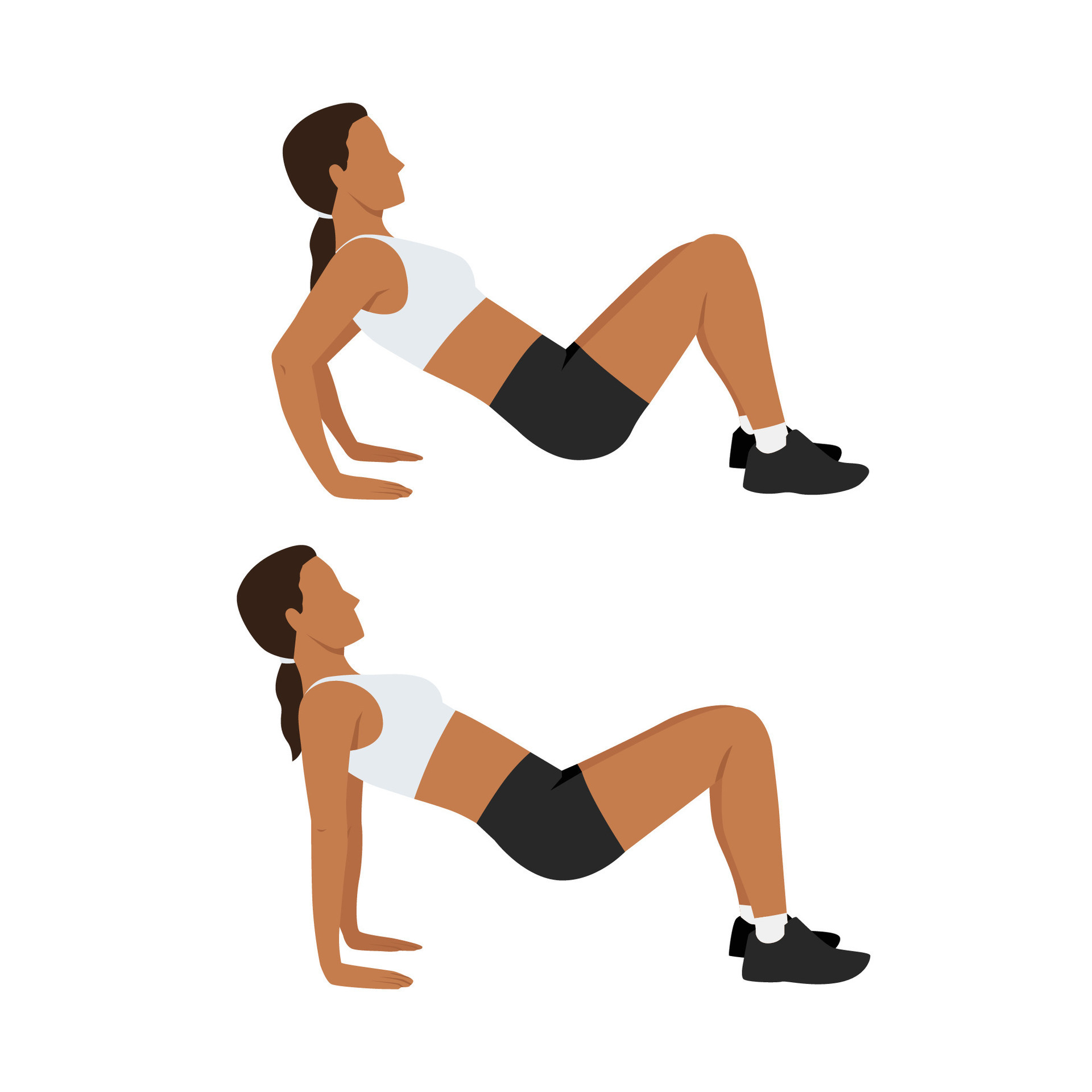 Woman doing Triceps dips exercise. Workout for hands. 26751937 Vector