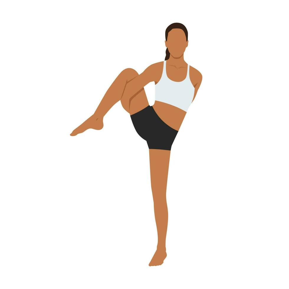 Woman doing Yoga in Bird of paradise pose exercise. vector