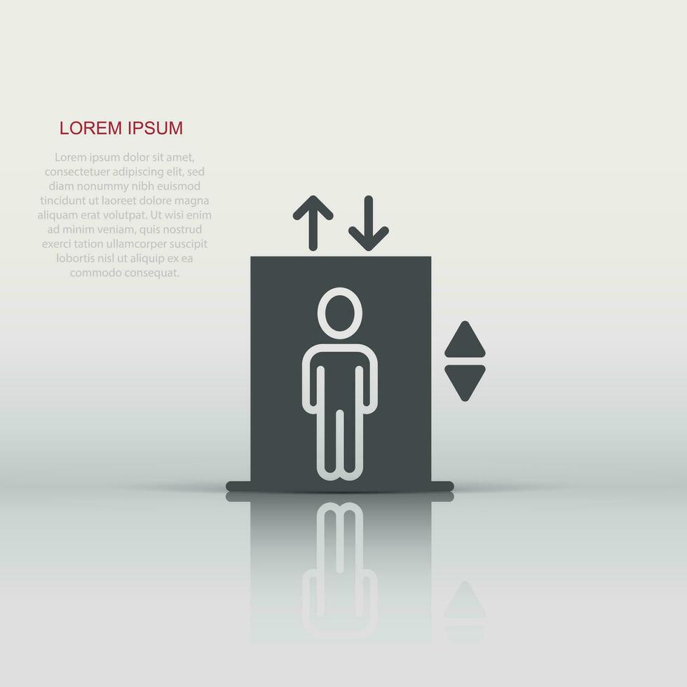 Elevator icon in flat style. Lift vector illustration on white isolated background. Passenger transportation business concept.