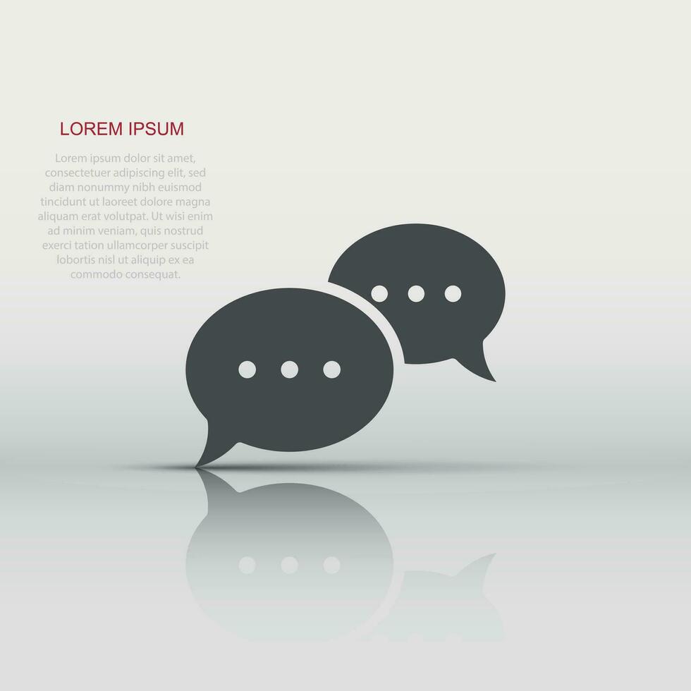 Speak chat sign icon in flat style. Speech bubbles vector illustration on white isolated background. Team discussion button business concept.