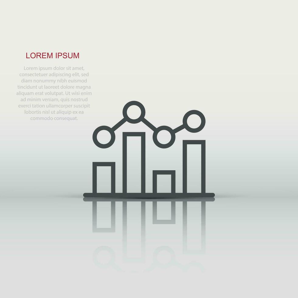 Chart graph icon in flat style. Arrow grow vector illustration on white isolated background. Analysis business concept.