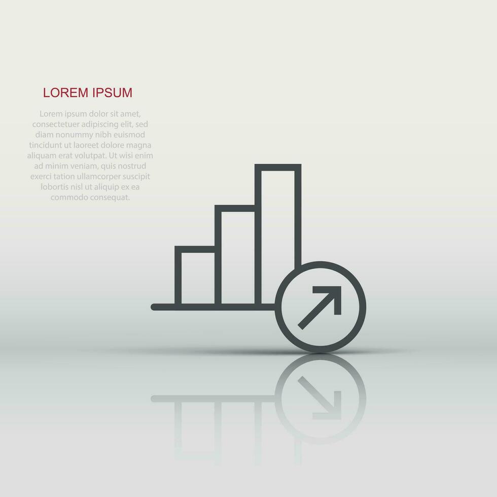 Market trend icon in flat style. Growth arrow with magnifier vector illustration on white isolated background. Increase business concept.