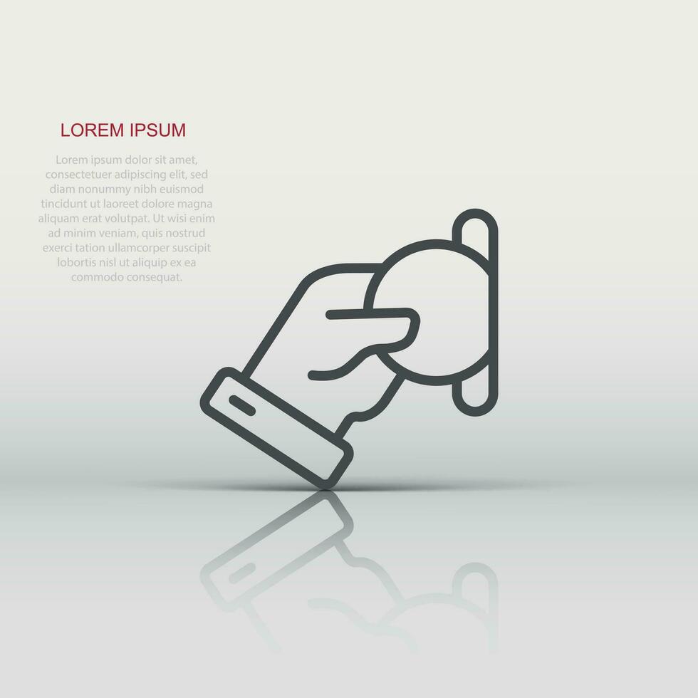 Remuneration icon in flat style. Money in hand vector illustration on white isolated background. Coin  payroll business concept.