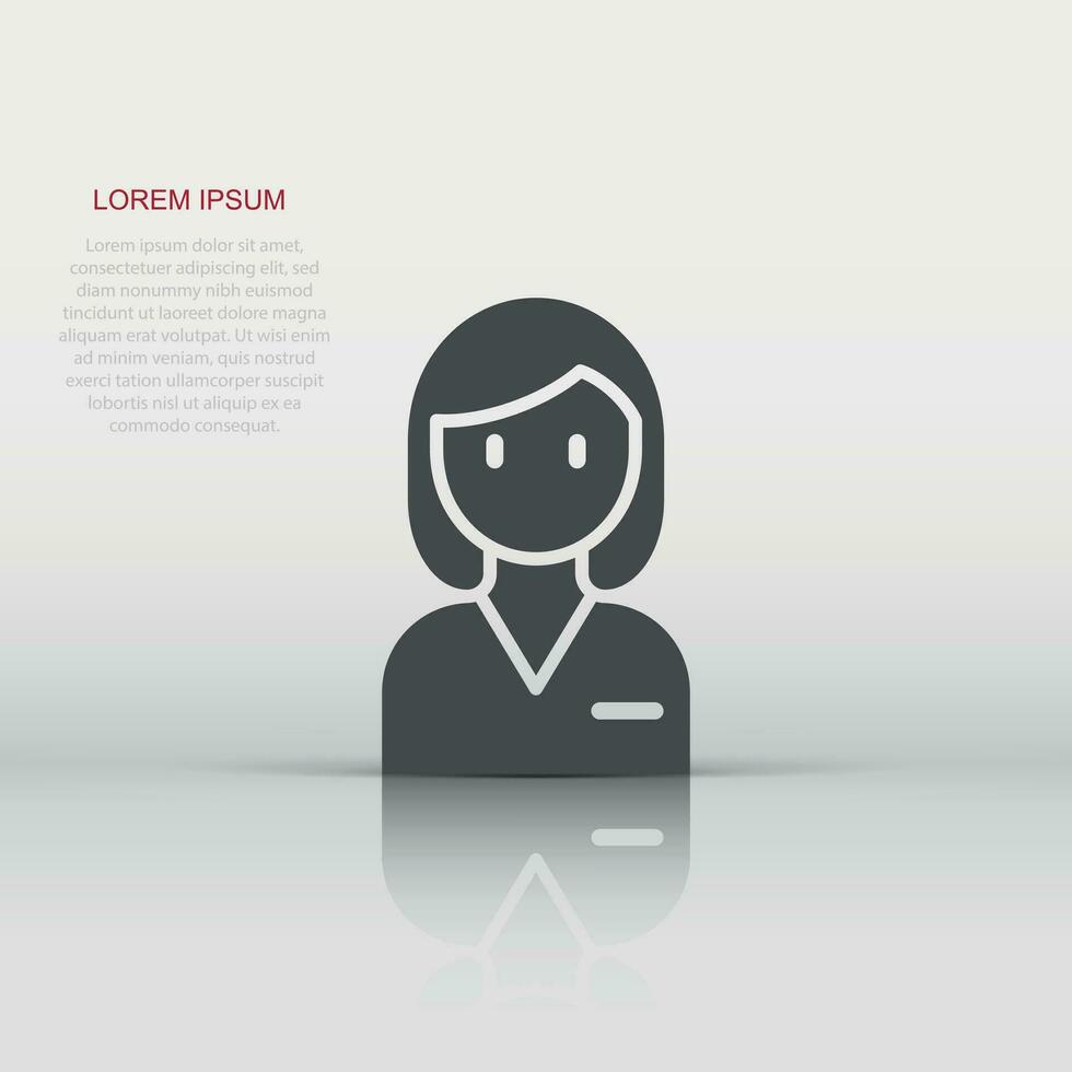 Woman face icon in flat style. People vector illustration on white background. Partnership business concept.