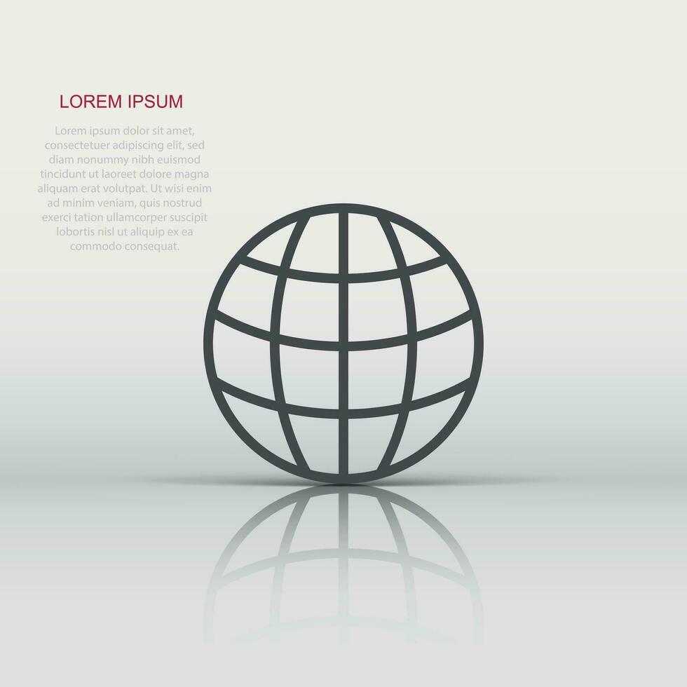 icono del planeta tierra en estilo plano. Ilustración de vector geográfico globo sobre fondo blanco aislado. concepto de negocio de comunicación global.