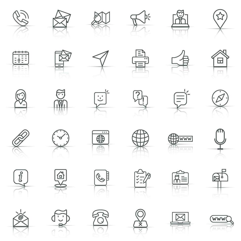 Contact us thin line icon set in flat style. Mobile communication vector illustration on white isolated background. Phone call business concept.