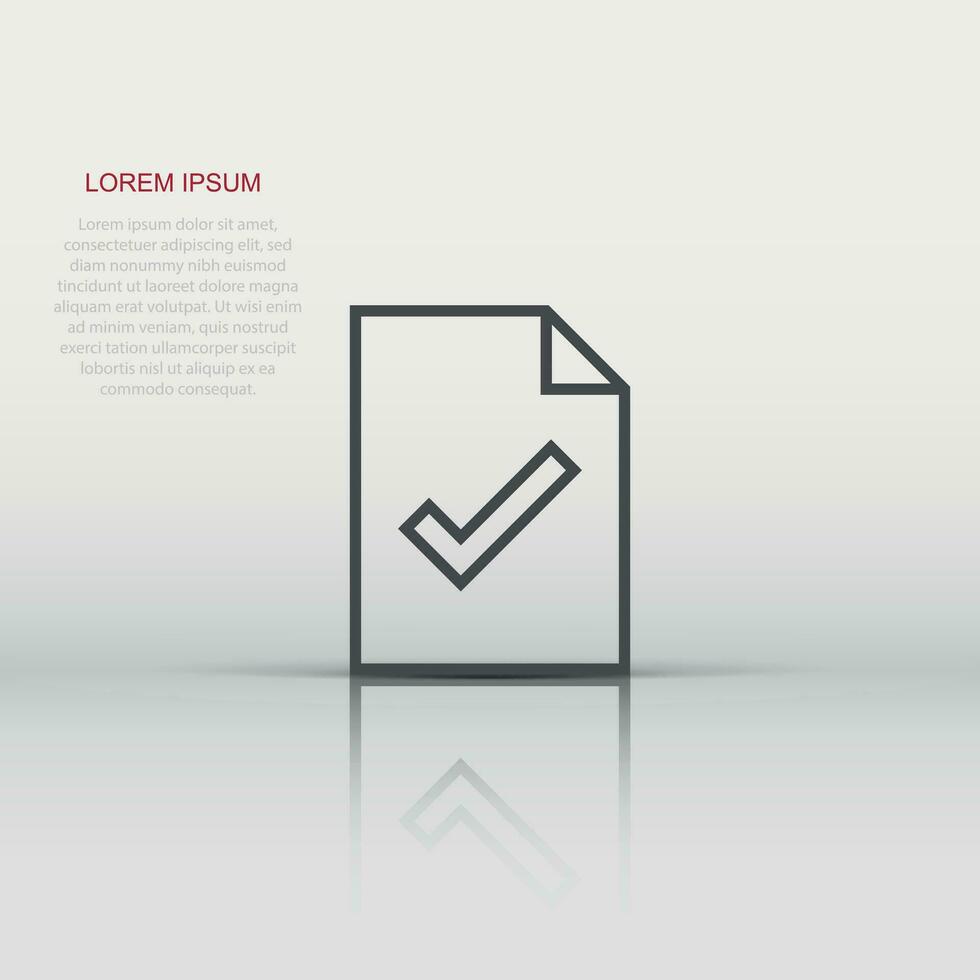 Document checklist icon in flat style. Report vector illustration on white isolated background. Paper sheet business concept.