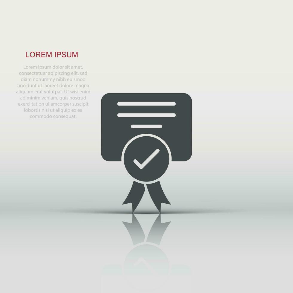 Approve certificate icon in flat style. Document check mark vector illustration on white isolated background. Approval choice business concept.