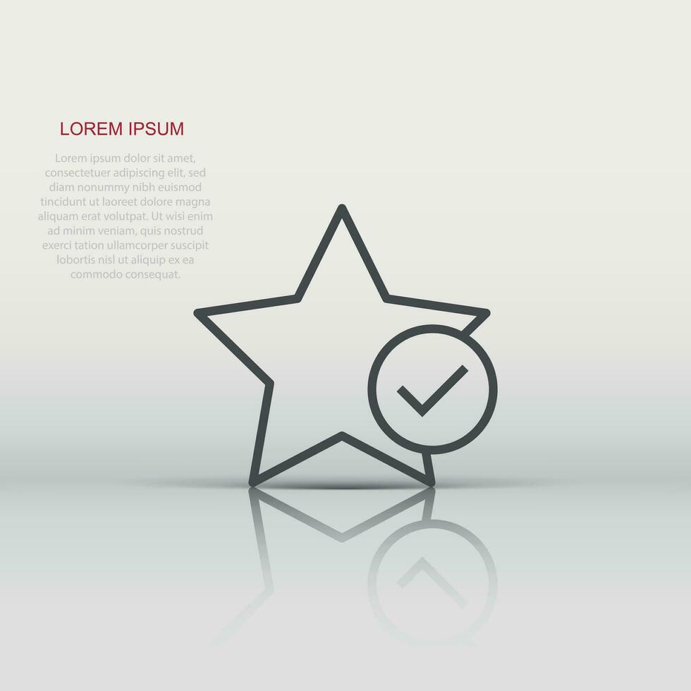 Check mark with star icon in flat style. Add to favorite vector illustration on white isolated background. Bookmark business concept.