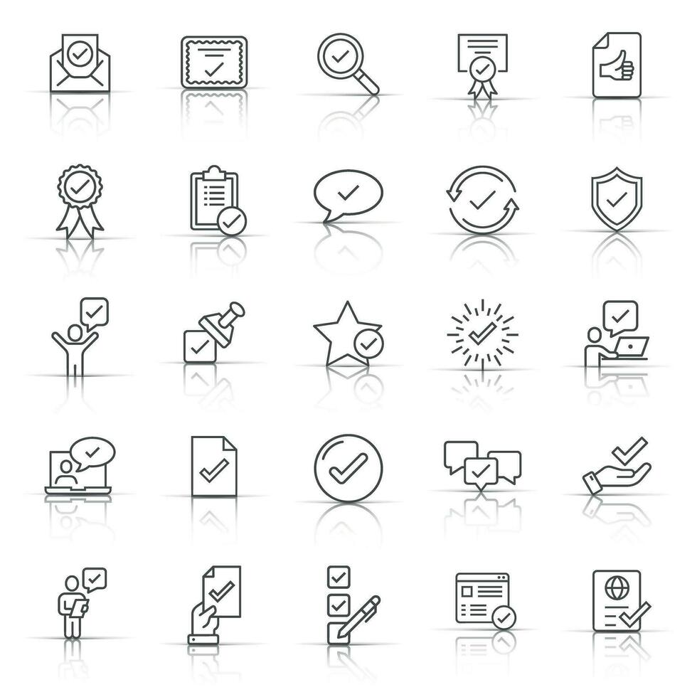 Approve icon set in flat style. Check mark vector illustration on white isolated background. Tick accepted business concept.