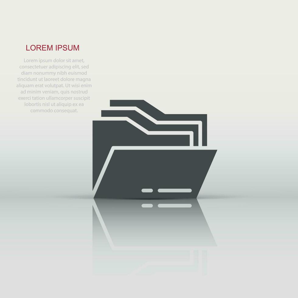 File folder icon in flat style. Documents archive vector illustration on isolated background. Storage business concept.