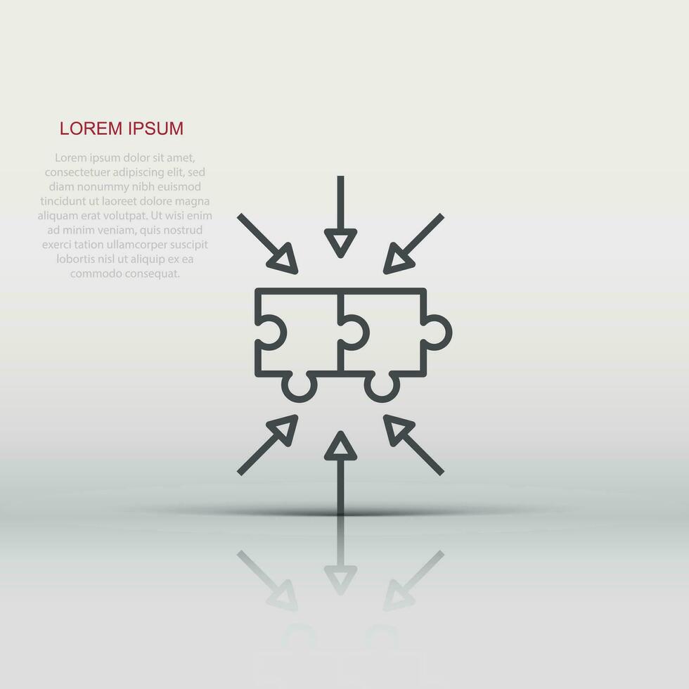 Puzzle jigsaw icon in flat style. Solution compatible vector illustration on white isolated background. Combination business concept.