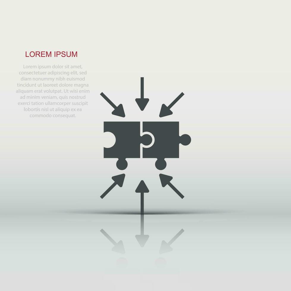 Puzzle jigsaw icon in flat style. Solution compatible vector illustration on white isolated background. Combination business concept.