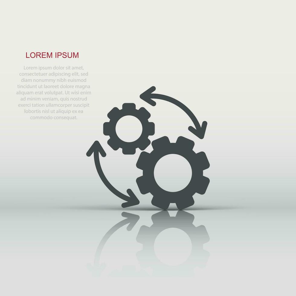 Workflow icon in flat style. Gear effective vector illustration on white isolated background. Process organization business concept.