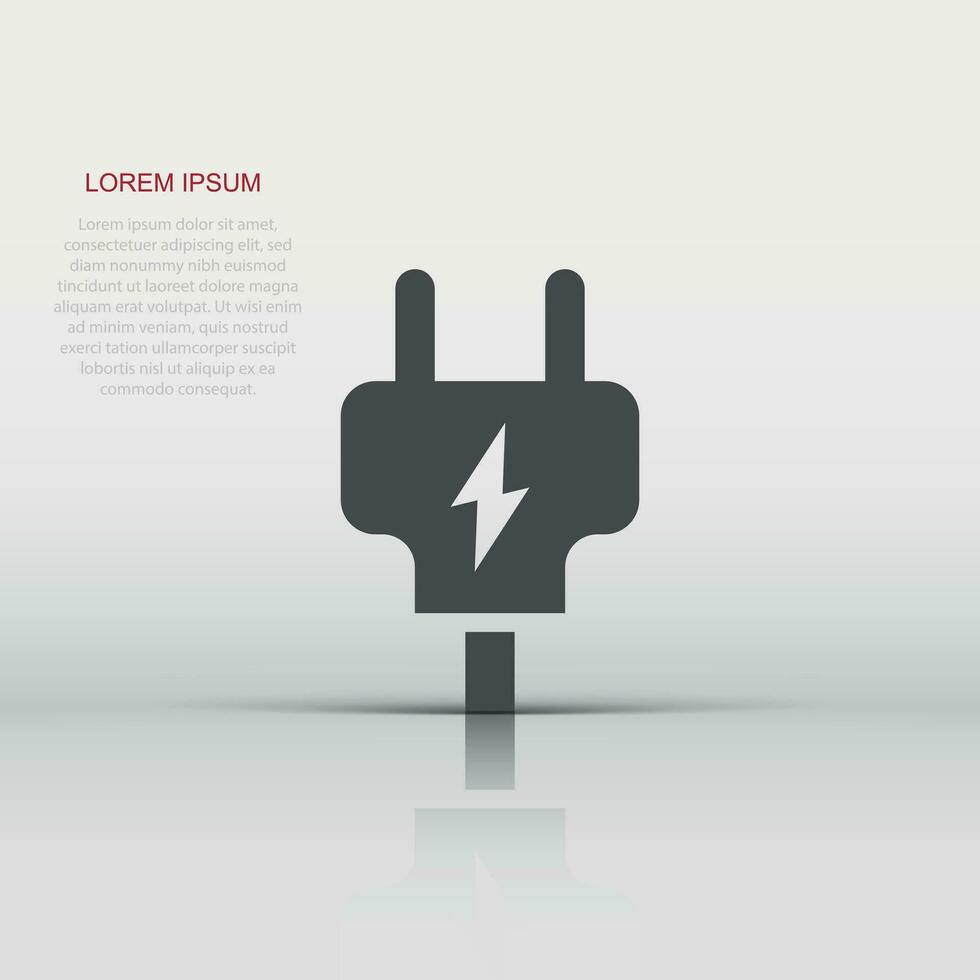 Electric plug icon in flat style. Power adapter vector illustration on white isolated background. Electrician sign business concept.