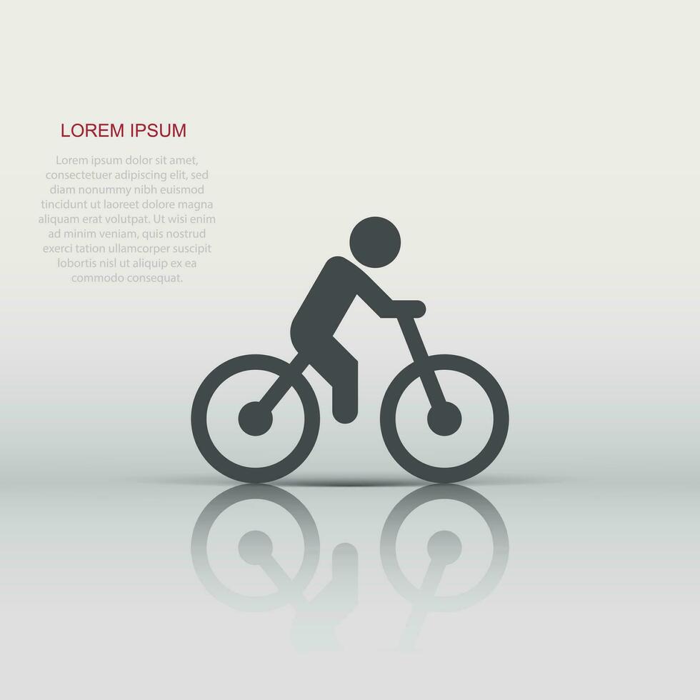 Bicycle icon in flat style. Bike with people vector illustration on white isolated background. Rider business concept.