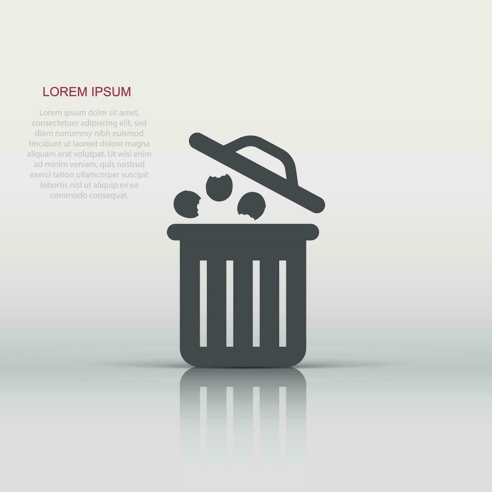 Garbage bin icon in flat style. Recycle vector illustration on white isolated background. Trash basket sign business concept.