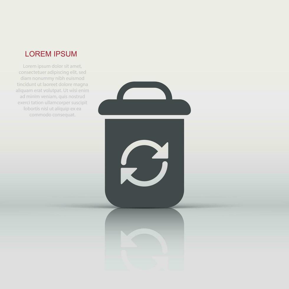 Garbage bin icon in flat style. Recycle vector illustration on white