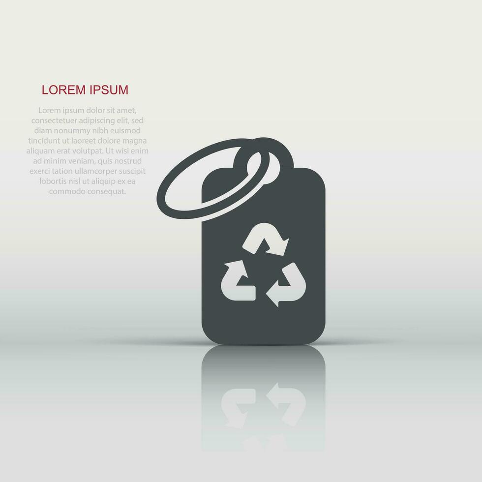 Price tag icon in flat style. Bio recycle vector illustration on white isolated background. Ecology sign business concept.