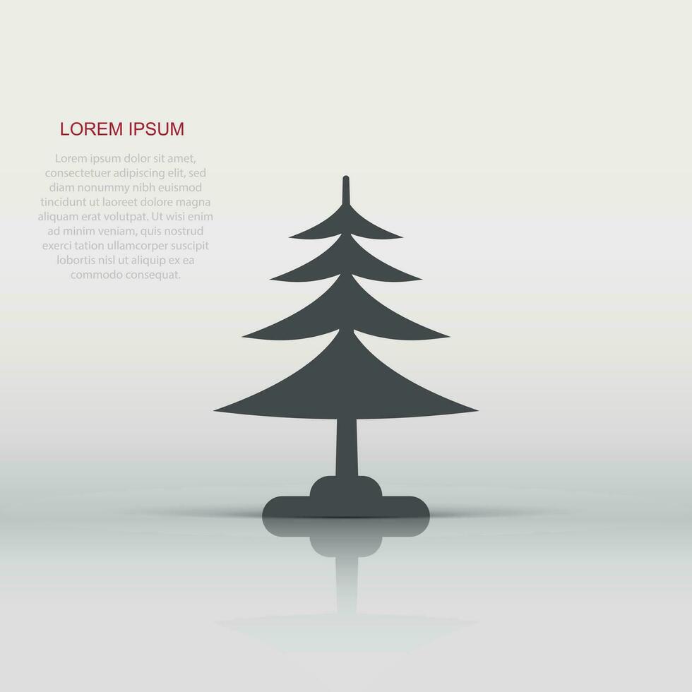 Conifer tree icon in flat style. Fir flora vector illustration on white isolated background. Ecology sign business concept.
