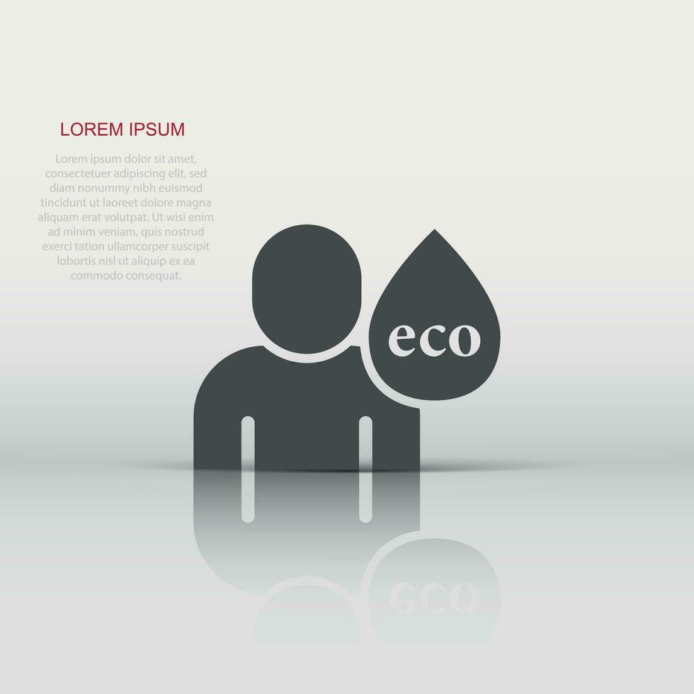 People healthy life icon in flat style. Water drop vector illustration on white isolated background. Organic ecosystem sign business concept.