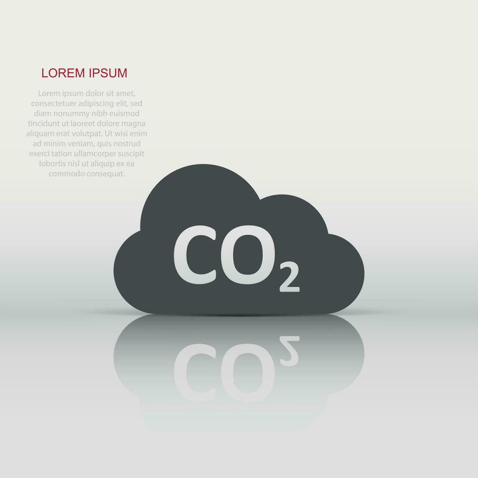 Co2 emission icon in flat style. Cloud disaster vector illustration on white isolated background. Environment sign business concept.