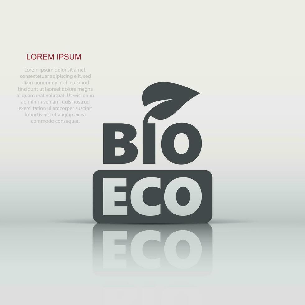 icono de producto natural en estilo plano. bio, eco insignia vector ilustración sobre fondo blanco aislado. concepto de negocio de signo de emblema vegano.