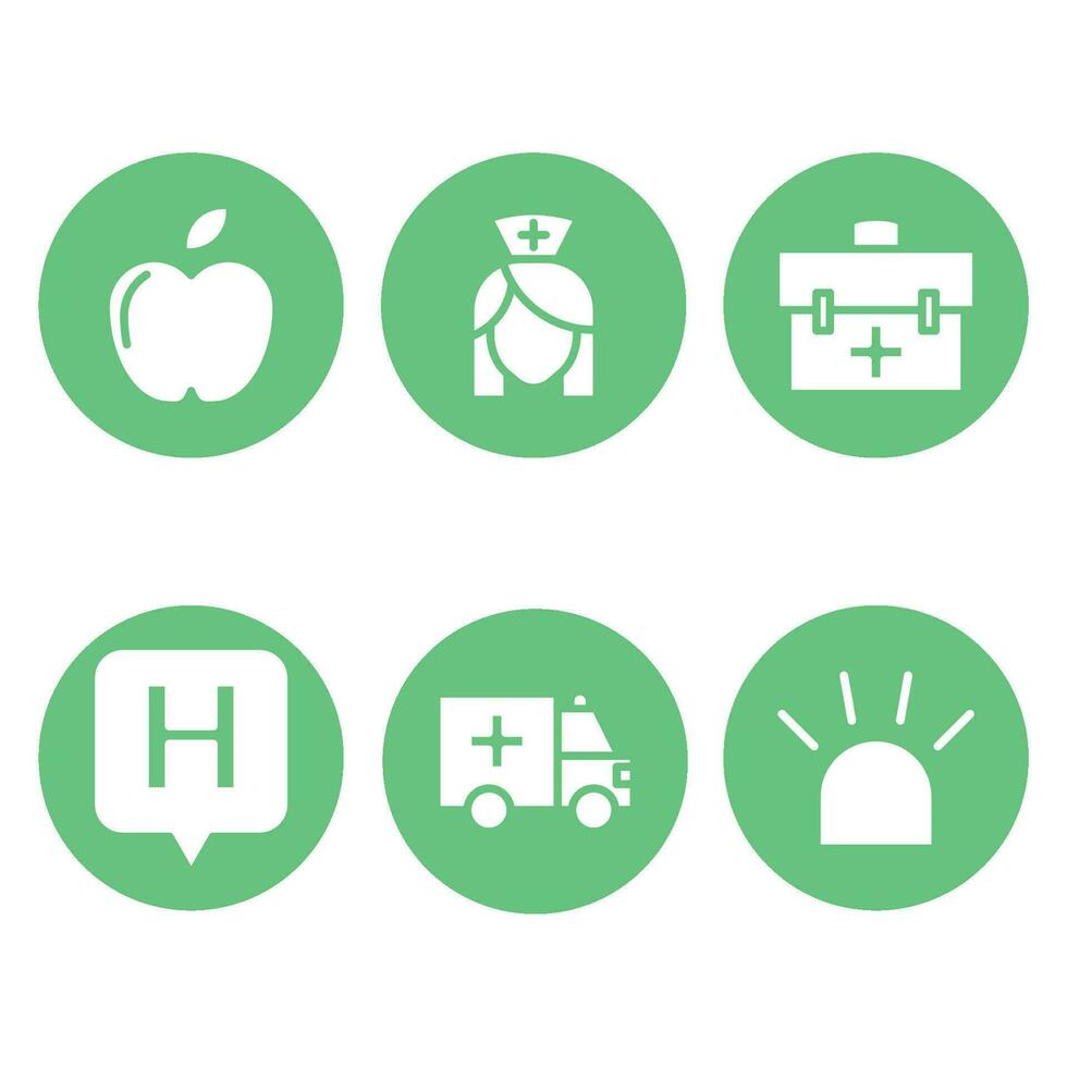 medical icons green color vector