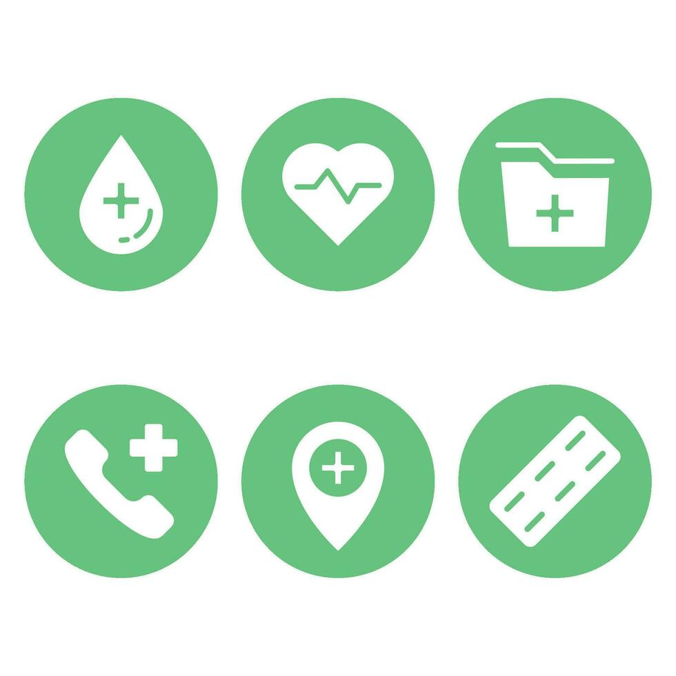 medical icons green color vector