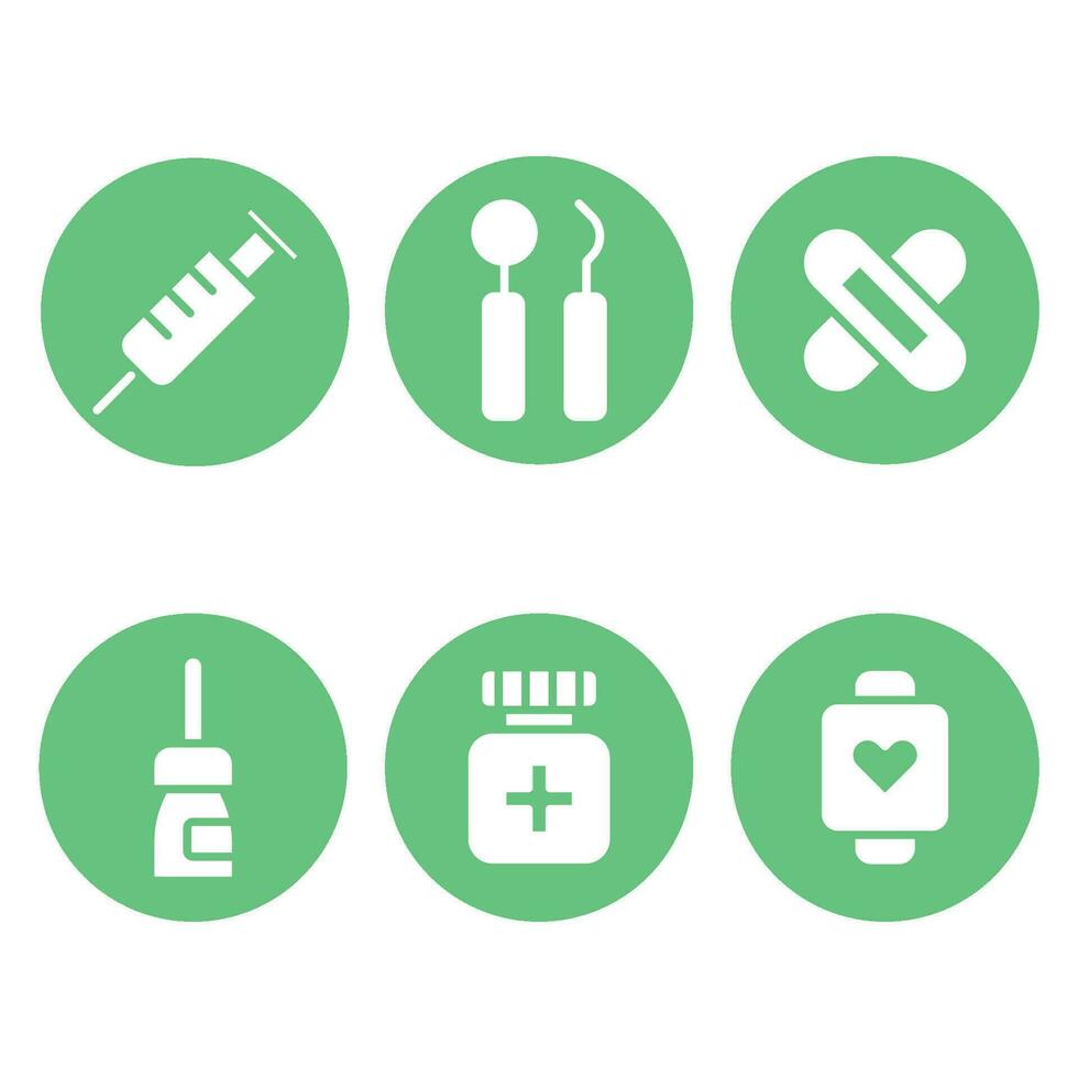 medical icons green color vector