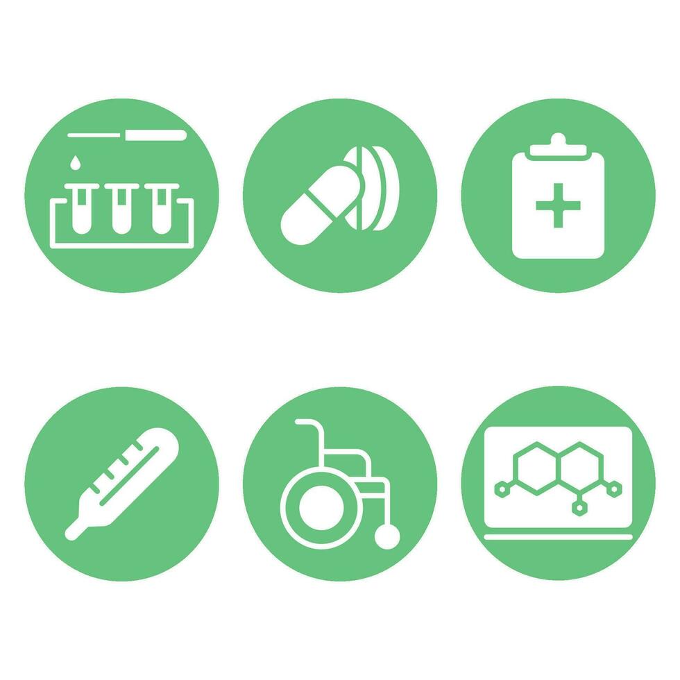 medical icons green color vector