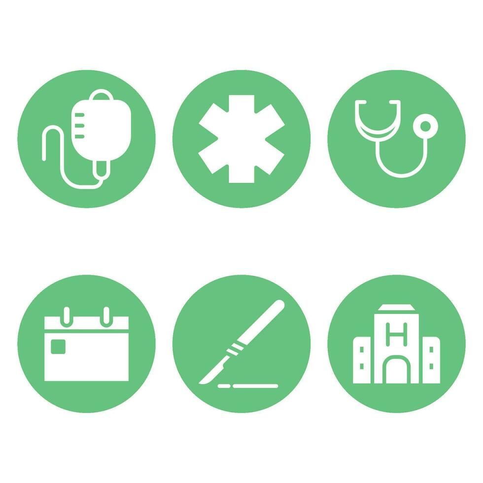 medical icons green color vector