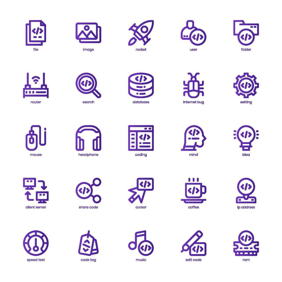 web programación icono paquete para tu sitio web, móvil, presentación, y logo diseño. web programación icono básico línea degradado diseño. vector gráficos ilustración y editable ataque.