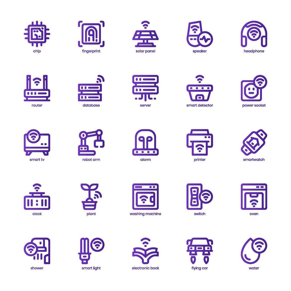 Futuristic Technology icon pack for your website, mobile, presentation, and logo design. Futuristic Technology icon basic line gradient design. Vector graphics illustration and editable stroke.