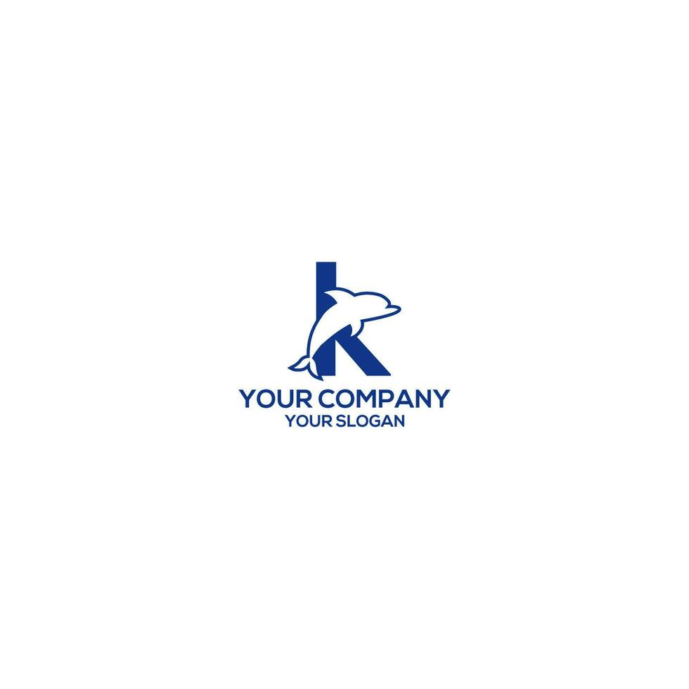 K Dolphin Logo Design Vector