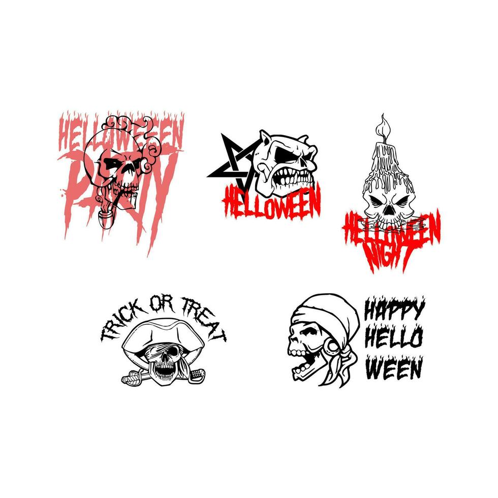 skull halloween party set element vector