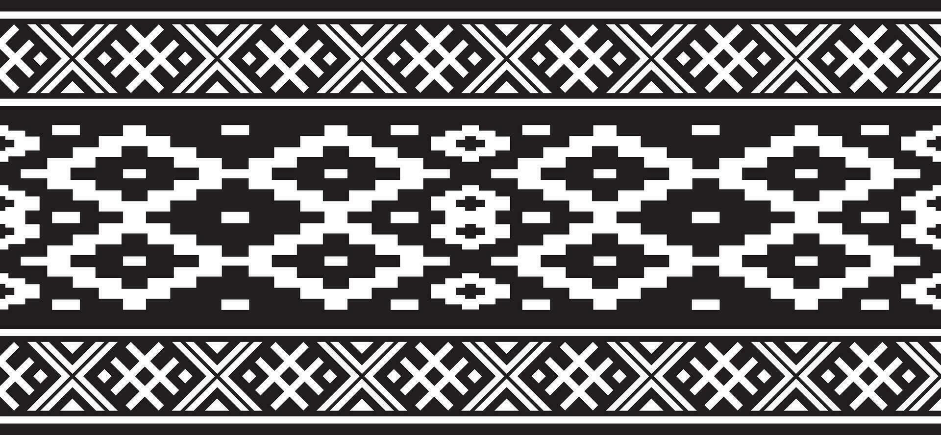 Vector  monochrome seamless Belarusian national ornament. Ethnic endless black border, Slavic peoples frame.