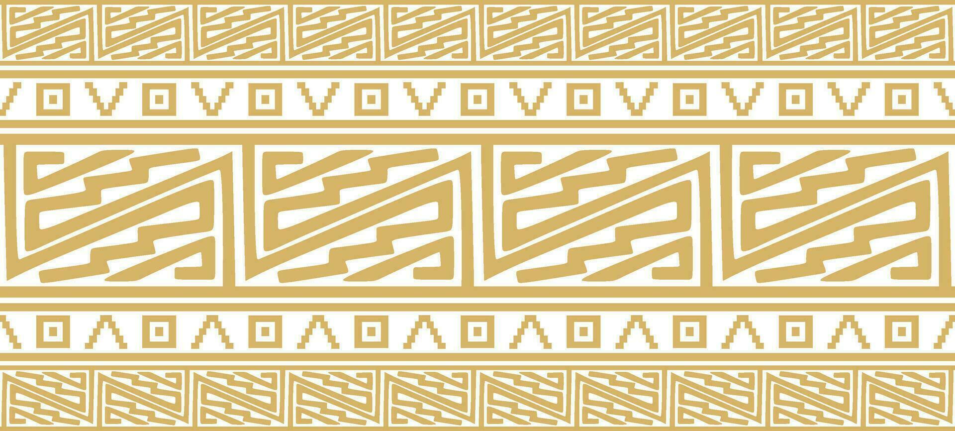 Vector seamless golden border ornament. Native American tribes framework